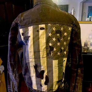 Denim Supply & co RL Mens Black Denim Vintage American Flag jacket large